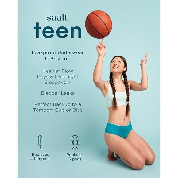 saalt Teen Brief Period Underwear - Leak Proof Menstrual - Full-Coverage Comfort - Picture 2 of 6